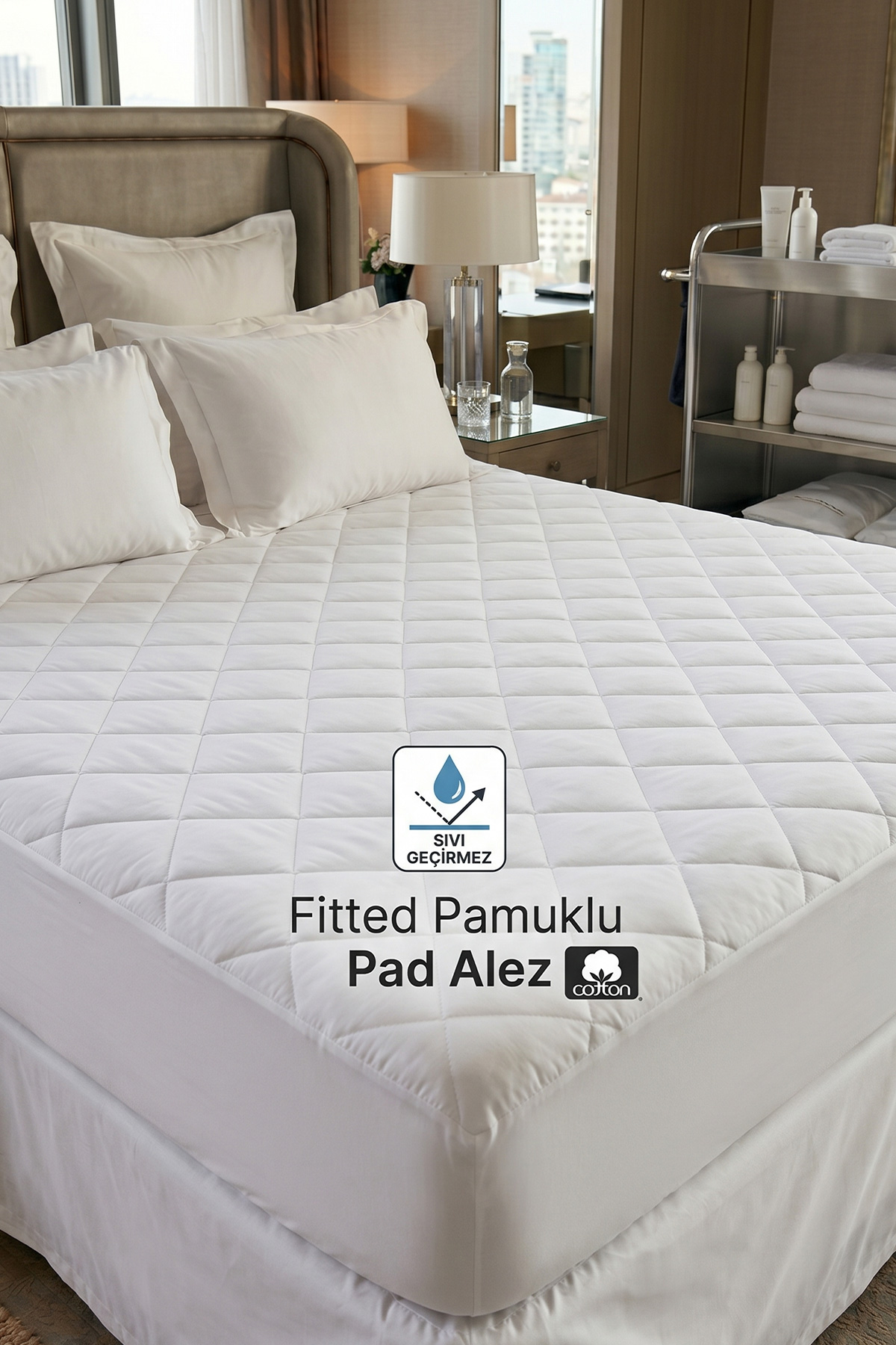 Otel Fitted Pamuklu Pad Alez (Sıvı Geçirmez)