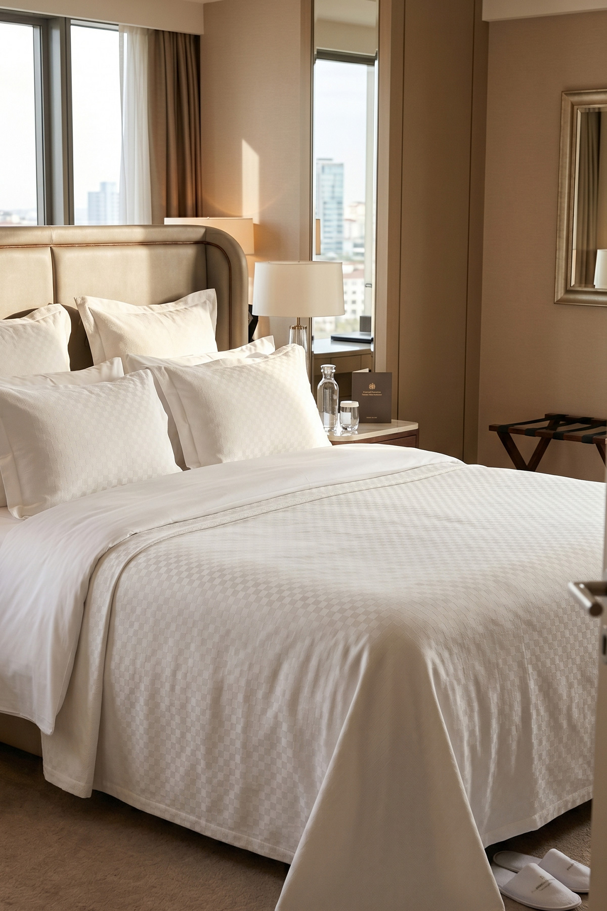 Otel Pamuklu Küçük Dama Desenli Pike