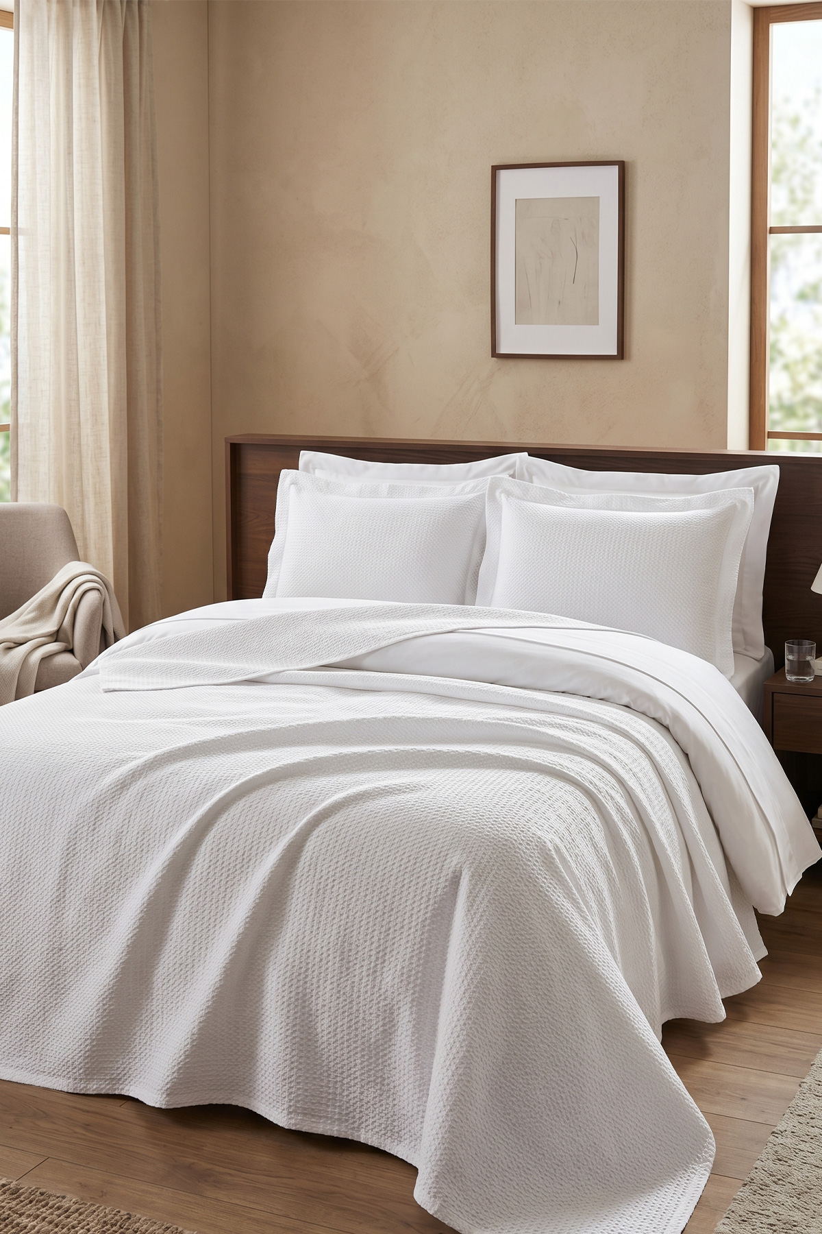 Otel Polycotton Gofret Desenli Pike